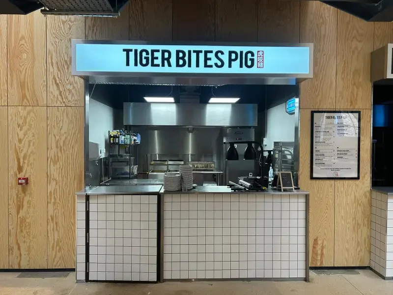 Tiger bites pig kitchen clean
